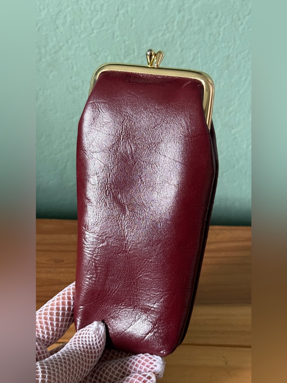 Vintage Princess Gardner Burgundy Leather Kisslock Cigarette Case 7in Full Grain